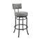 Armen Living Rees Swivel Counter or Bar Stool in Black Finish with Gray Faux Leather 840254333628 - alternate 1